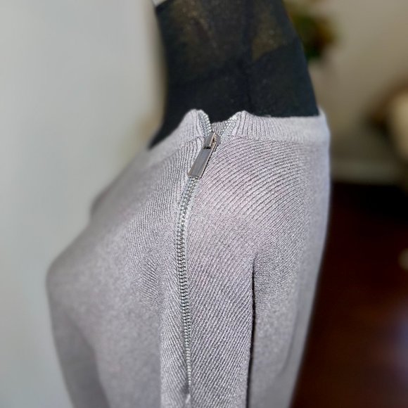 NWT Gray & Black Long Sleeve Sweater Dress Tunic with Zipper Accent - Picture 4 of 10